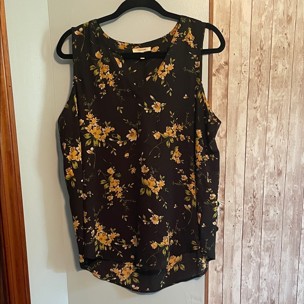 Maurices Black and Yellow Floral Tank Top